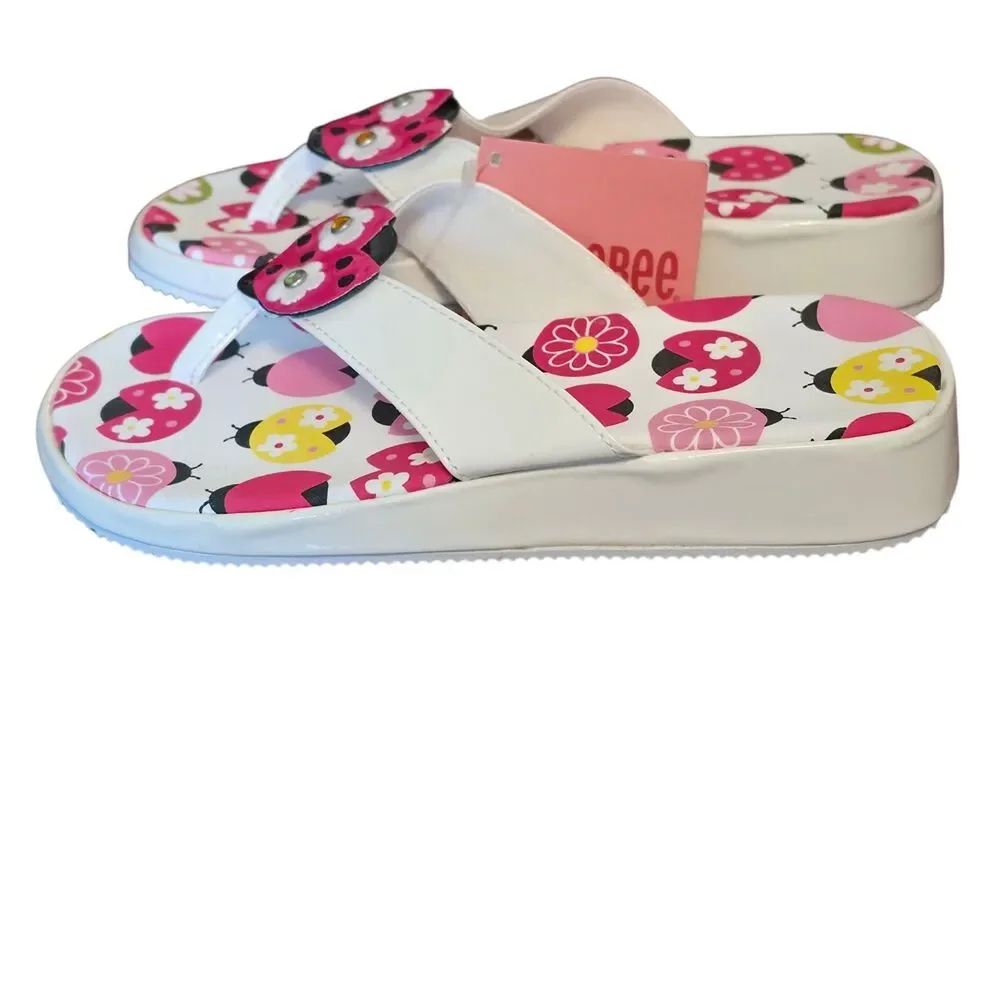 Gymboree Ladybug Swim Sandals Girls Size 13/1 Multicolored Flip Flops 2008-2009